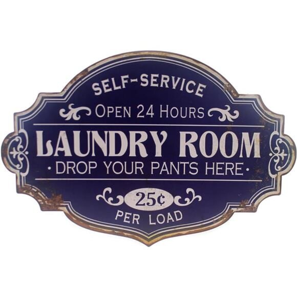 Creative Co-Op Vintage Metal Laundry Room Wall Sign with Distressed Finish - Picture 1 of 3